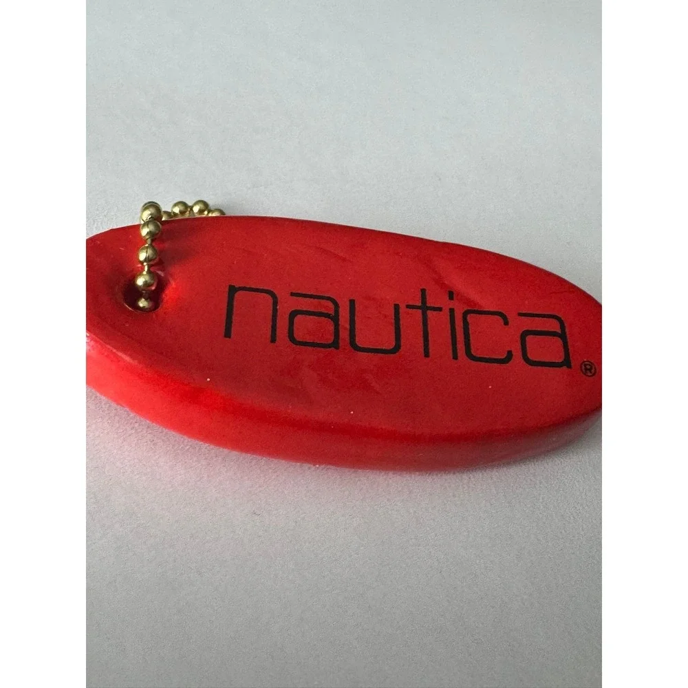 Nautica Vintage Floating Keychain Orange Red Foam Boating Water Sports Ring Logo